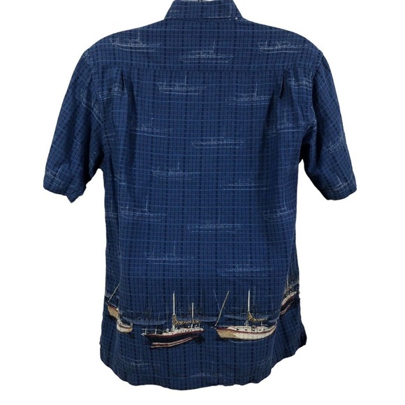 Keeler Bay Nautical Theme Ships Boats Short Sleeve Shirt blue multi Men’s Size M - Picture 6 of 7